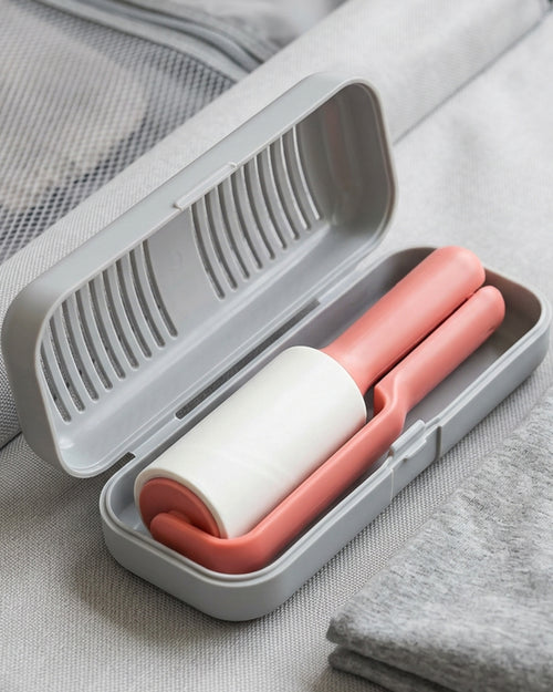 Lonvu Washable Silicone Gel Lint Roller with Travel Case Coral Gray - Lifestyle view